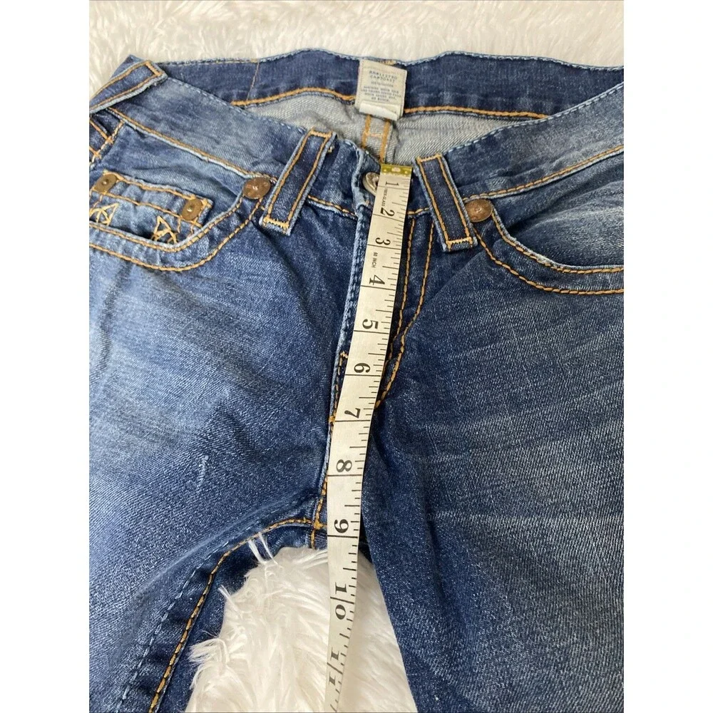 True Religion Denim Jeans Size 30 Straight Blue Stitched Western Cowboy Cotton